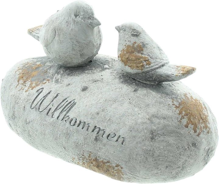 FRANK FLECHTWAREN Dekostein Willkommen, Zement, schwere Qualität Masse: 21 x 12 x 13 cm, Kleiner Wil