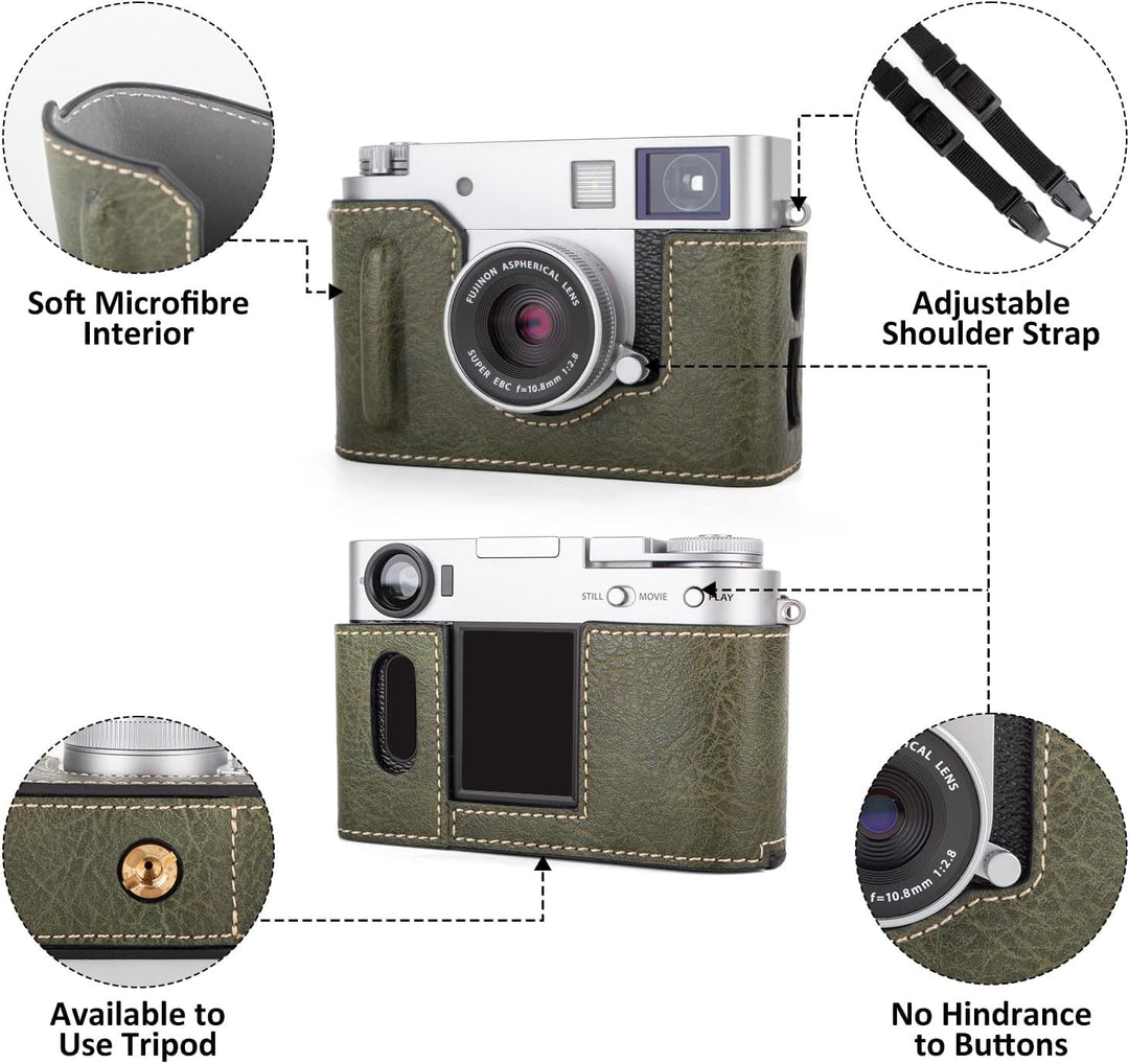 Rieibi x-Half/X-HF1 Case PU Leder Kameratasche für Fujifilm X Half Mirrorless Kamera Schutzhülle mit