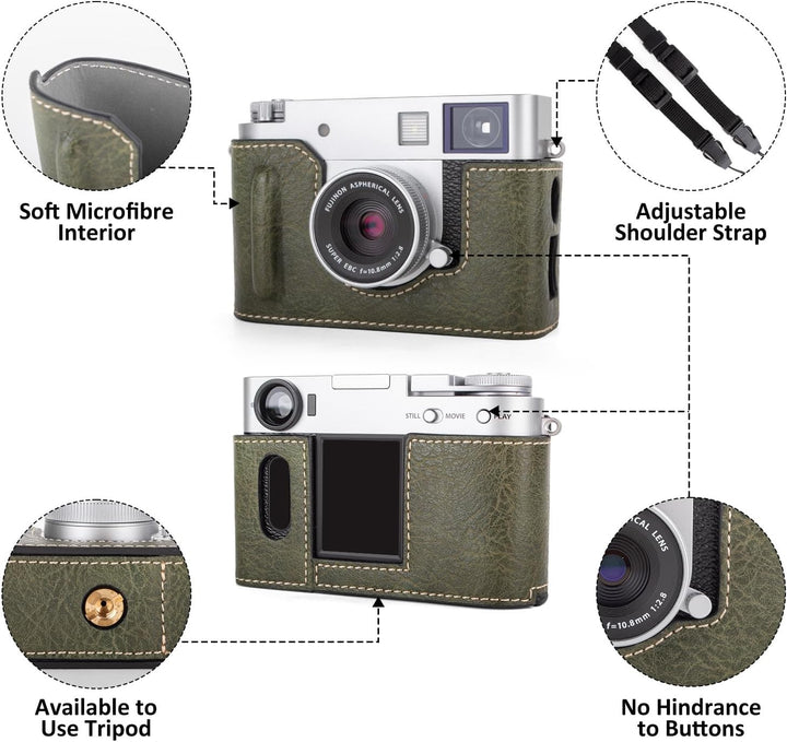 Rieibi x-Half/X-HF1 Case PU Leder Kameratasche für Fujifilm X Half Mirrorless Kamera Schutzhülle mit