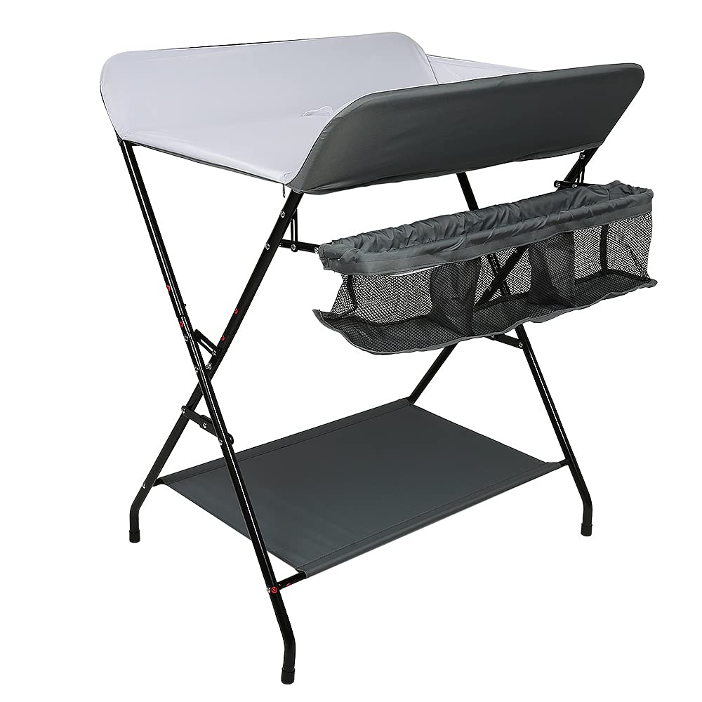 Wickeltisch Klappbar-Wickelkommode Babypflegetisch-Mobiler Wickelkombi mit Wickelauflage, Sicherheit