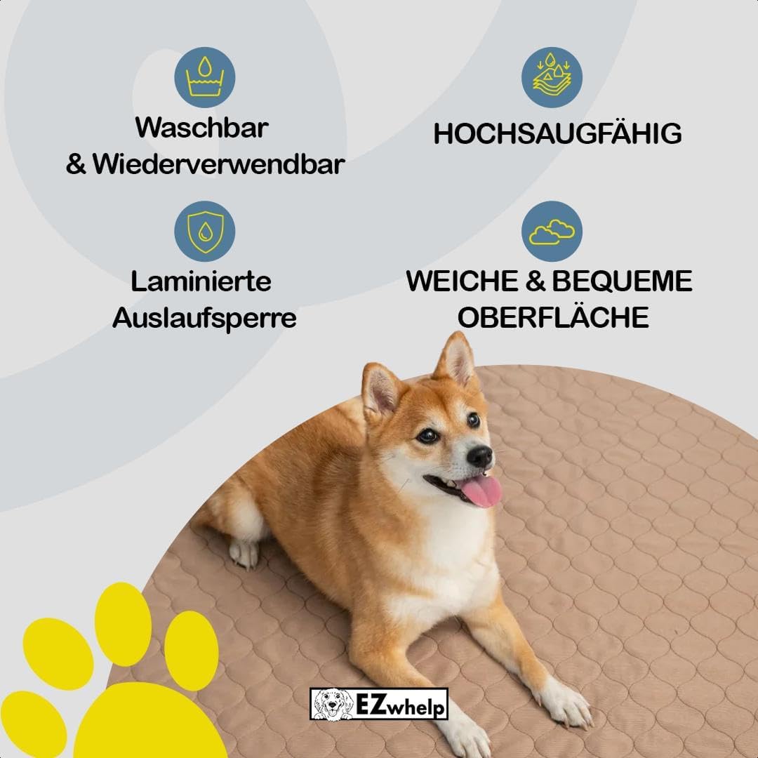 EZwhelp Wiederverwendbare Inkontinenzunterlage Waschbar für Hunde | Wasserfeste PIPI Matten für Hund