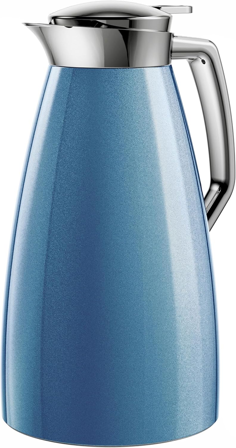 Emsa F4140400 Plaza Isolierkanne | 1 Liter | Aroma Diamond | Quick-Tip-Verschluss | blau, XL, Blau