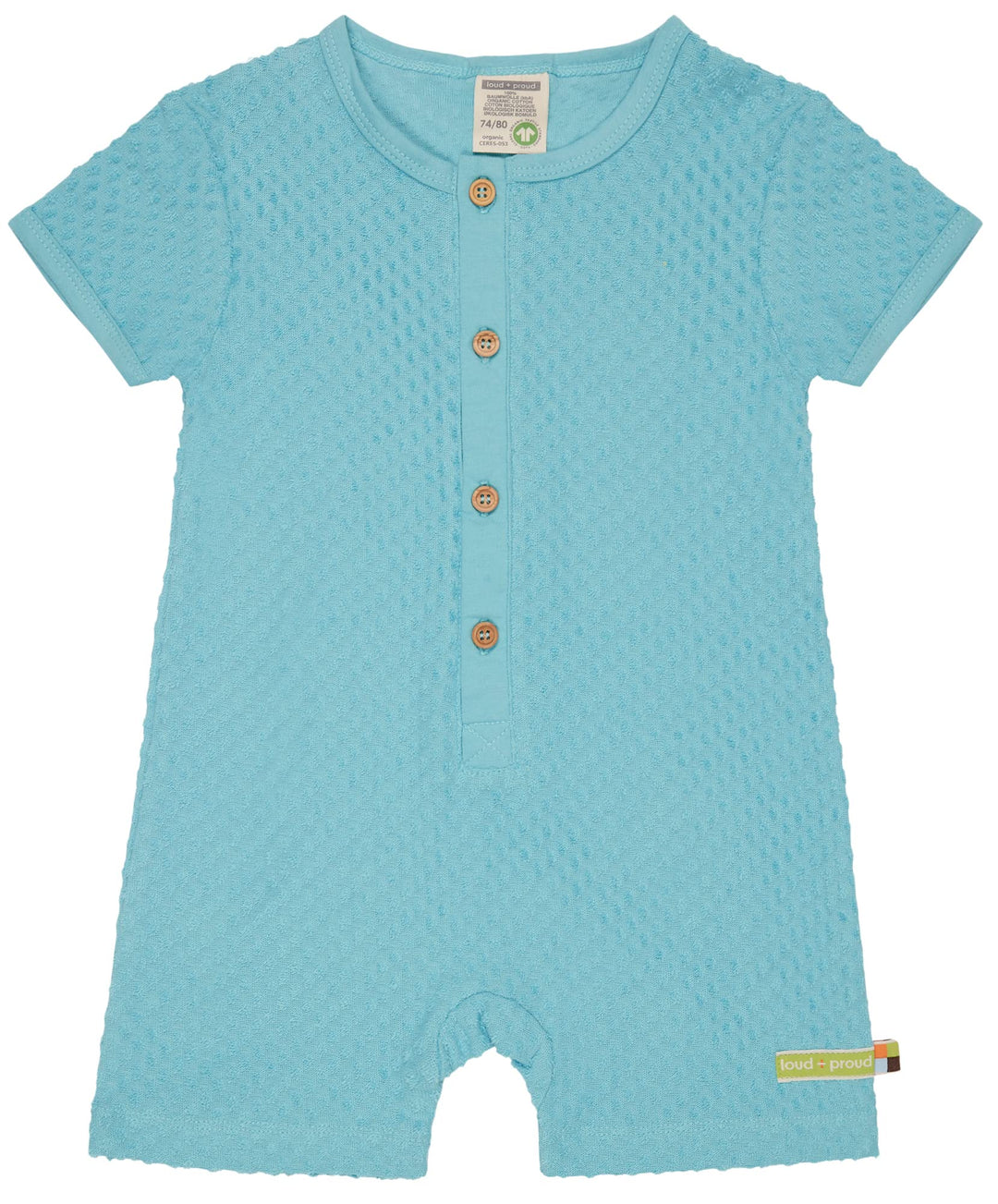 loud + proud Unisex Baby Frottee mit Punkten, GOTS Zertifiziert Spieler 62-68 Cyan, 62-68 Cyan