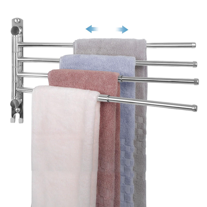 JSVER Handtuchhalter mit 4 Ausfahrbarer Arm bis zu 50cm, 304 Edelstahl Handtuchhalter Bad mit 180° S