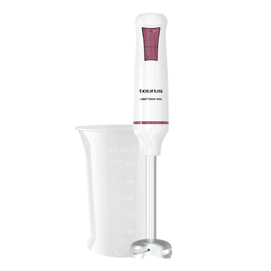 Taurus Stabmixer Roboter 1000 Edelstahl | 2 Geschwindigkeiten + Turbo| Edelstahlklingen | Spritzschu