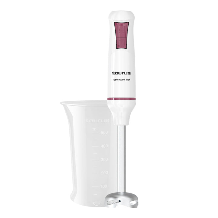 Taurus Stabmixer Roboter 1000 Edelstahl | 2 Geschwindigkeiten + Turbo| Edelstahlklingen | Spritzschu