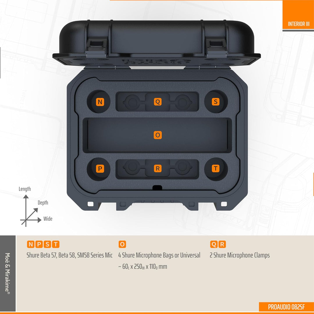 Moë &amp; Mirakime® IP67 Protector case for Shure Beta 57, Shure Beta 58, Shure SM58 Series Microphones.
