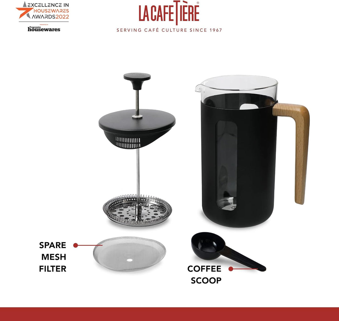 La Cafetière Pisa Kaffeebereiter aus Edelstahl, 8 Tassen, Schwarz, in Geschenkbox, Schwarz