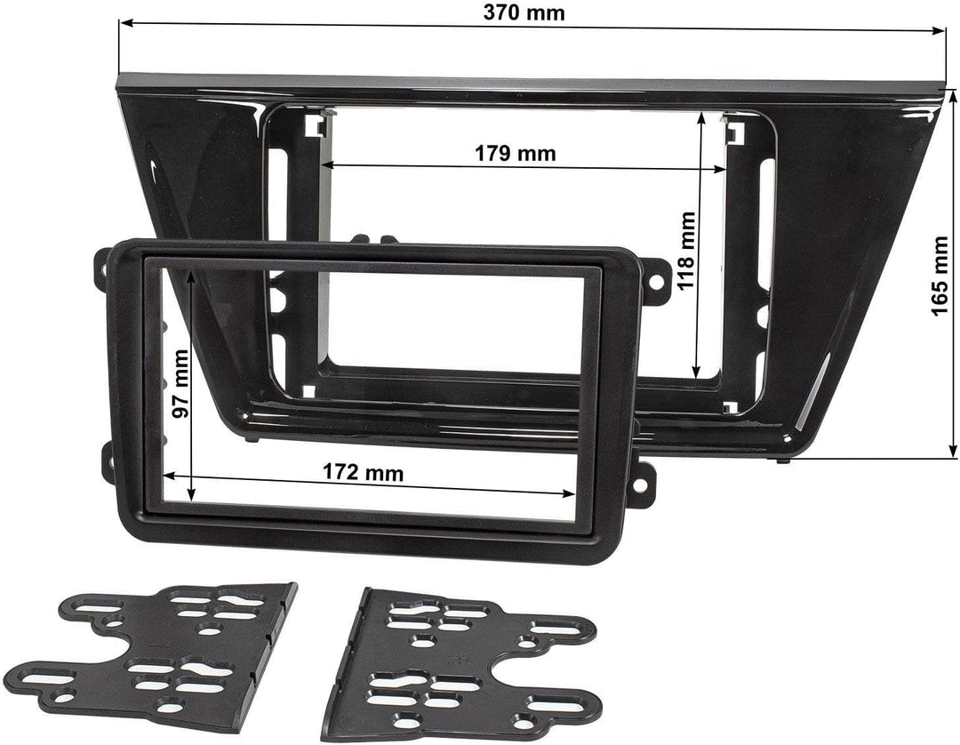 tomzz Audio 2457-054 Doppel DIN Radioblende kompatibel mit VW Touran II 2015-2021 Piano schwarz