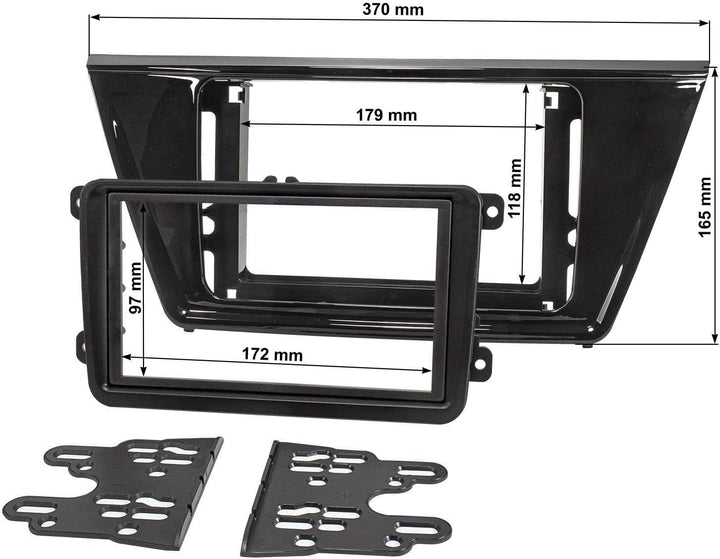 tomzz Audio 2457-054 Doppel DIN Radioblende kompatibel mit VW Touran II 2015-2021 Piano schwarz