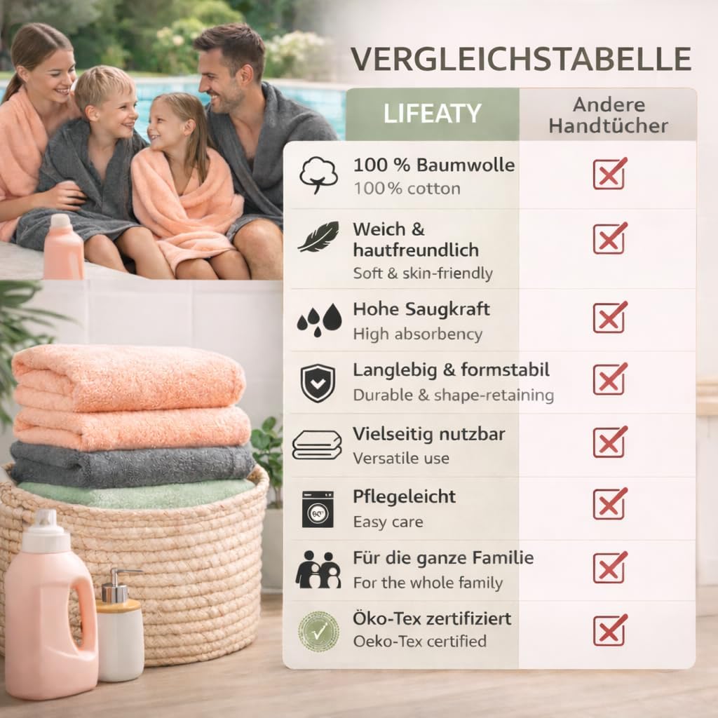 Betz Palermo Handtuch-Set – 6er Handtücher-Set - 2X Liegetücher - 4X Handtücher - 50x100 cm - anthra