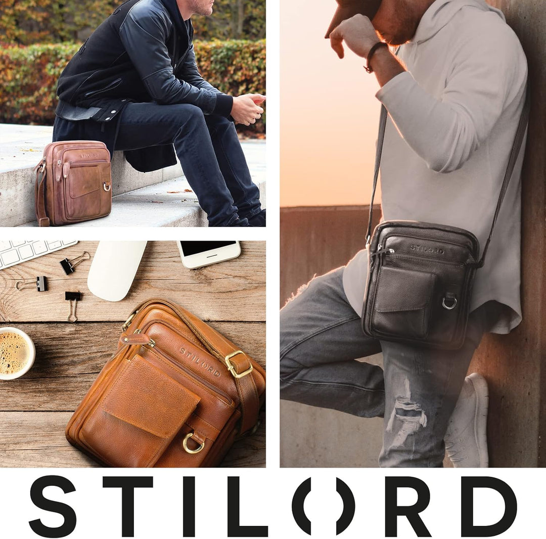 STILORD Ryan Crossbody Tasche Herren Leder Kleine Herrentasche zum Umhängen Vintage Ledertasche 9,7