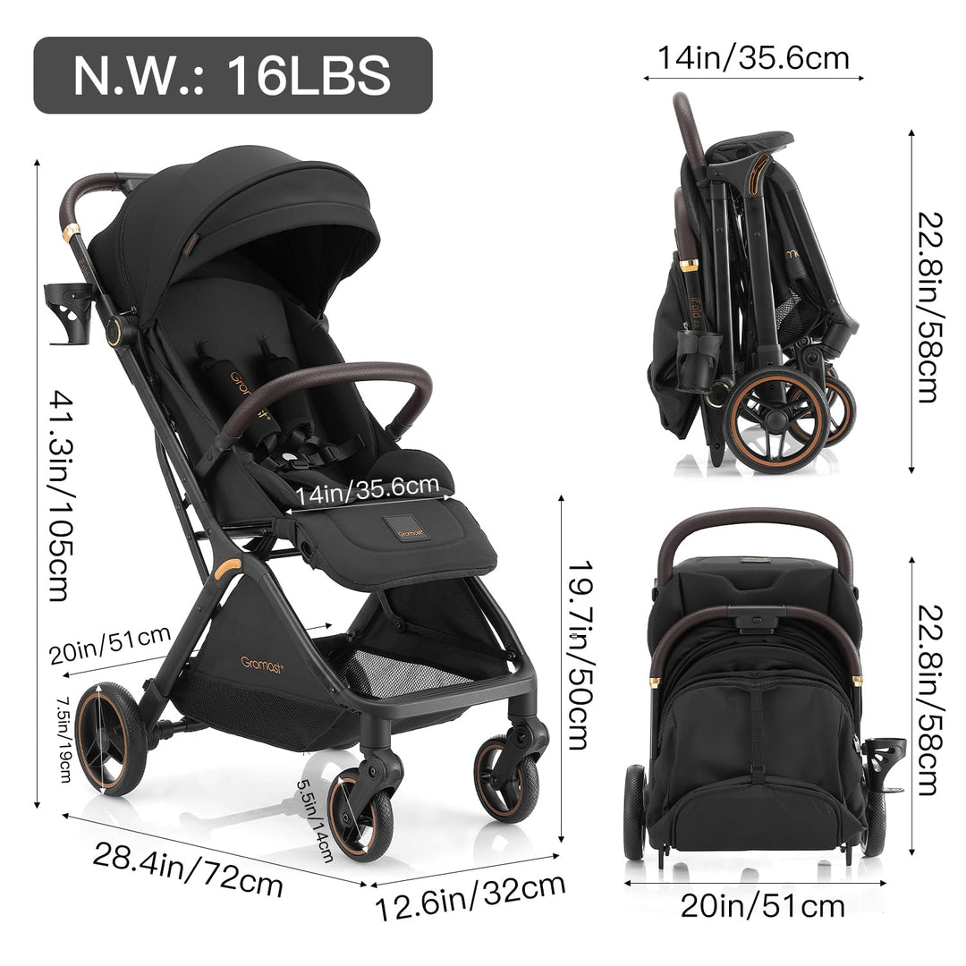 Gravity faltbarer Baby-Kinderwagen, Tragbarer Reise-Kleinkindbuggy Mit Verstellbarer Rückenlehne &amp; S