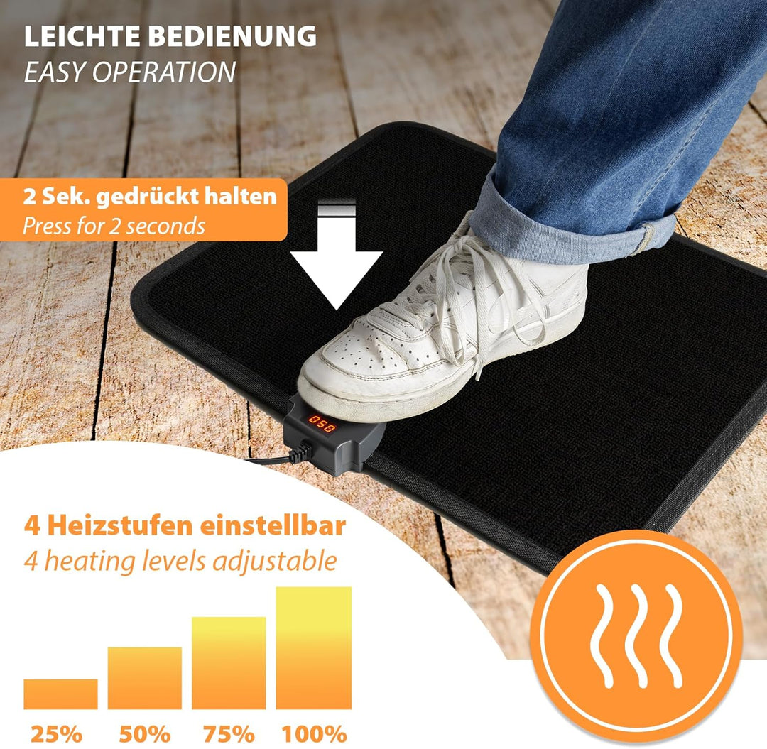 Mi-Heat Infrarot Heizteppich 40x50cm Fussschalter Thermostat 4 Heizstufen bis 60°C Temperatur fester