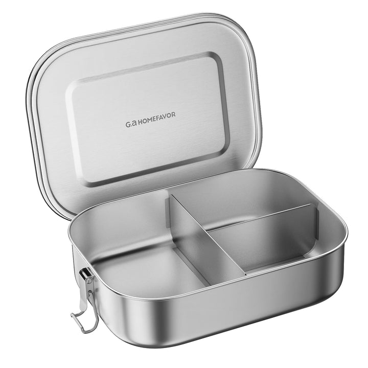 G.a HOMEFAVOR Edelstahl Brotdose Metall Lunchbox mit 3 Fächern 1400ml Auslaufsichere Bento Box Gross