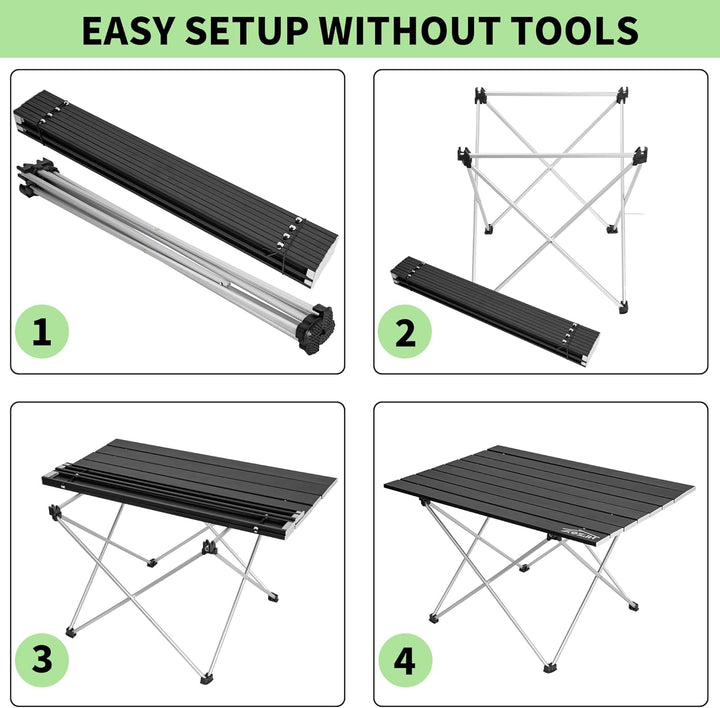 IPEB Campingtisch Klappbar, Klapptisch Camping, Tragbarer Picknicktisch Faltbar, Kleiner Aluminium-K