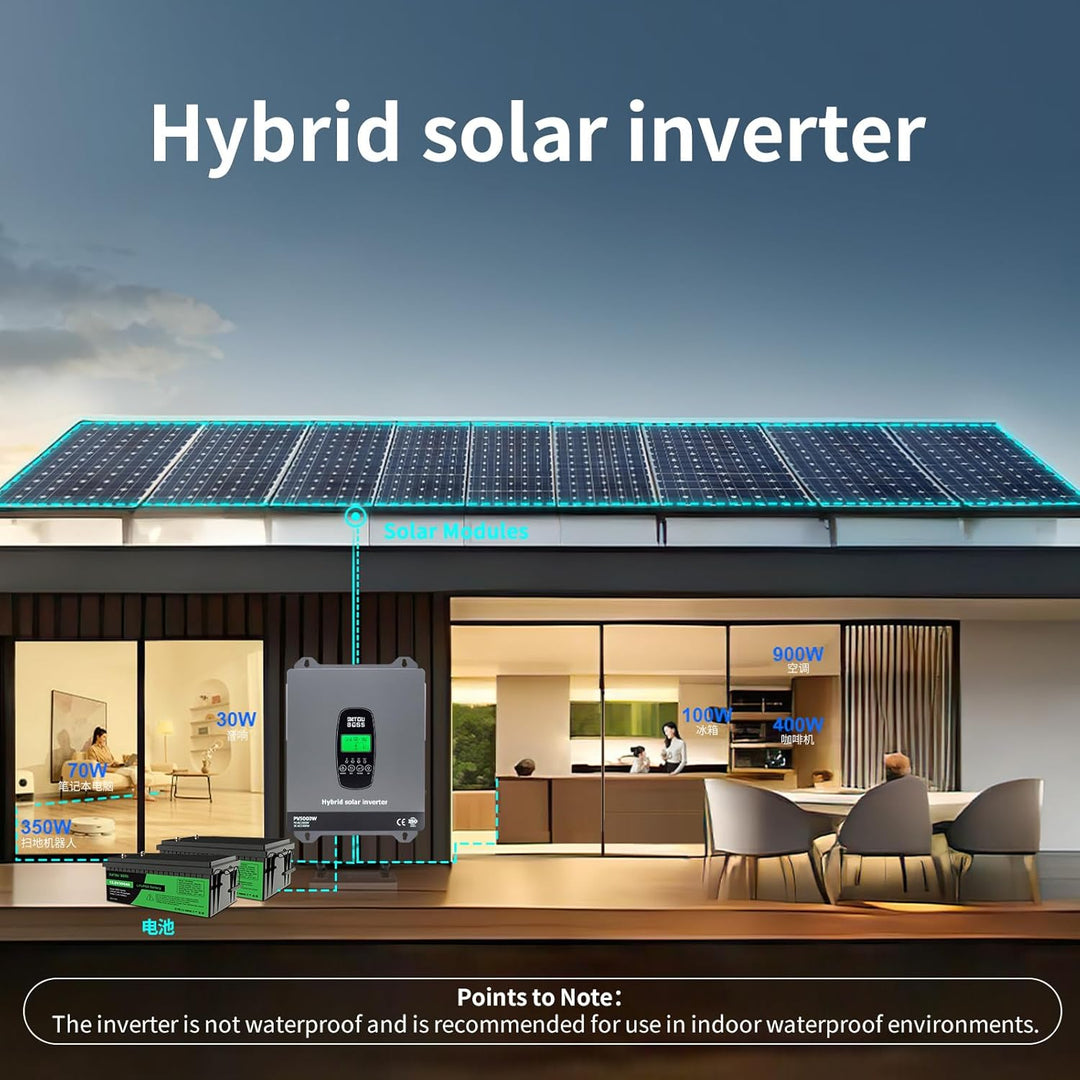 DATOUBOSS 3300W Hybrid Solar Wechselrichter 24V Reiner Sinus, 24V DC auf 230V AC Inverter mit MPPT L