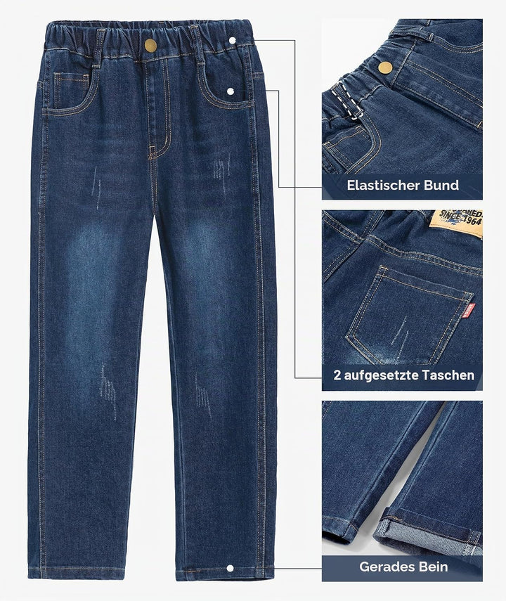 YoungSoul Jungen Jeanshosen - Jeans mit Abschürfungen - Kinder Hose mit elastischem Bund Gr. 128-176