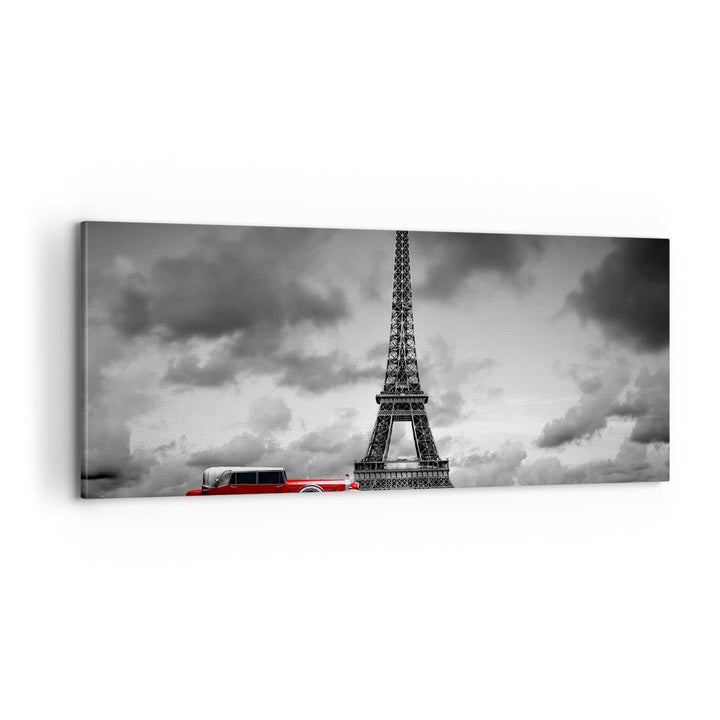 Panorama Bilder auf Leinwand 100x40cm Leinwandbild Auto Eiffle Paris Stadt Gross Wanddeko Bild Schla