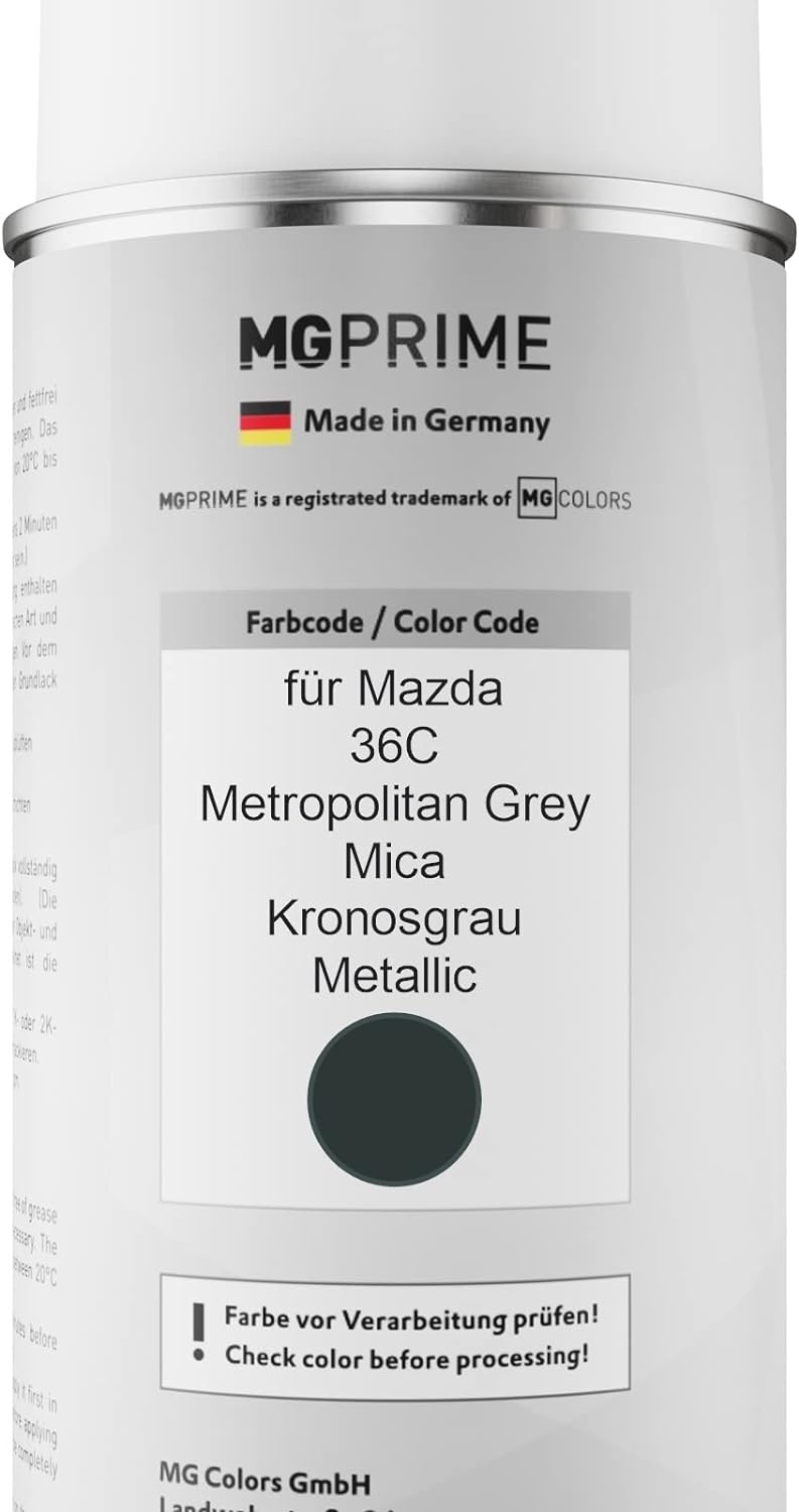 MG PRIME Autolack 2K Spraydosen Set für Mazda 36C Metropolitan Grey Mica/Kronosgrau Metallic Basisla
