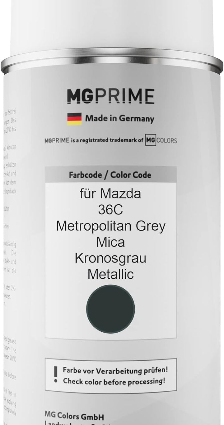 MG PRIME Autolack 2K Spraydosen Set für Mazda 36C Metropolitan Grey Mica/Kronosgrau Metallic Basisla