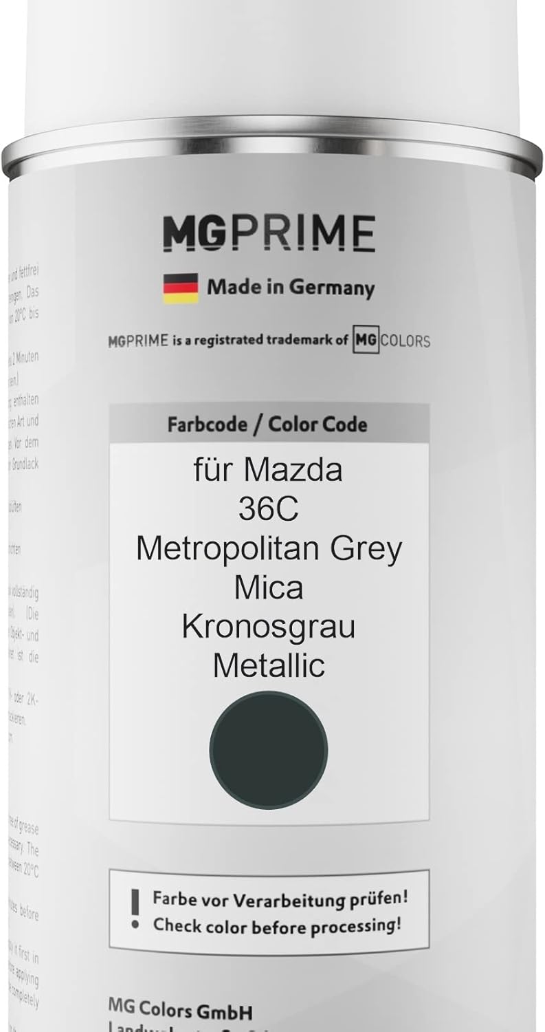 MG PRIME Autolack Sprühdosen Set für Mazda 36C Metropolitan Grey Mica/Kronosgrau Metallic Basislack
