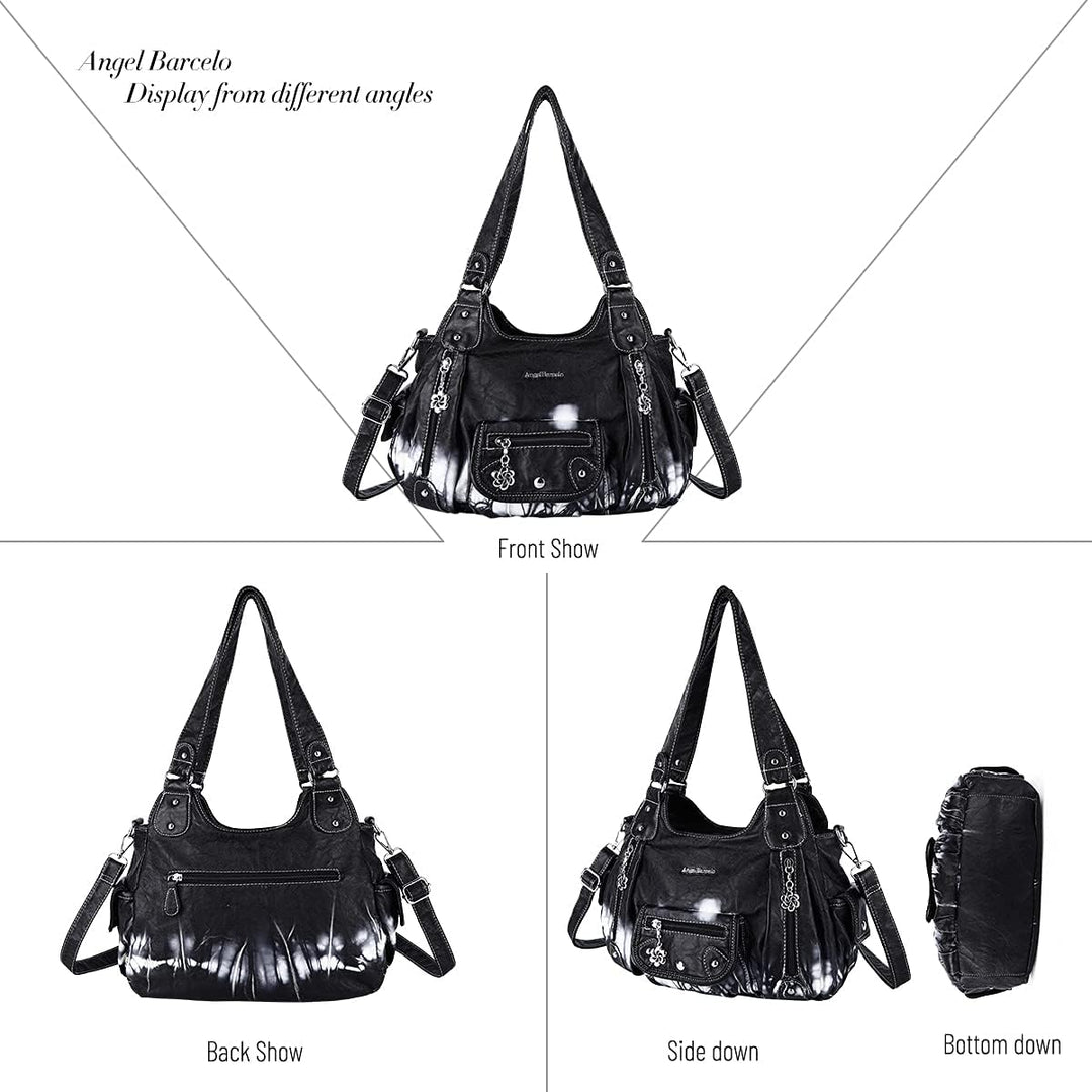 Angel Barcelo Damen Geldbörsen und Handtaschen PU Leder Umhängetasche Mode Hobo Taschen für Mädchen