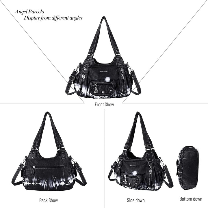Angel Barcelo Damen Geldbörsen und Handtaschen PU Leder Umhängetasche Mode Hobo Taschen für Mädchen