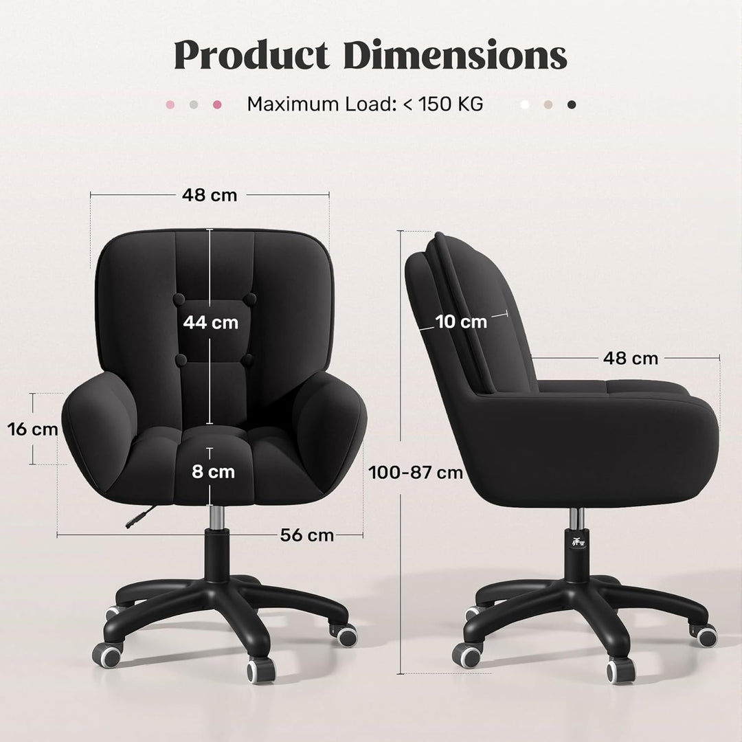 Homeoffice & Schminkstuhl 2-in-1 Ergonomischer Samt Drehstuhl 360°, Höhenverstellbar für Arbeitszimm