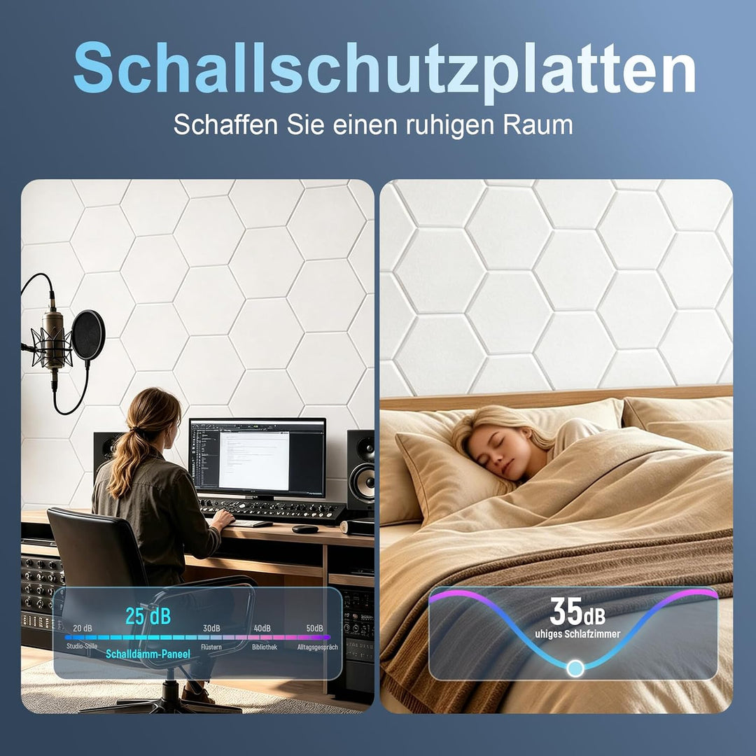 Akustikpaneele Selbstklebend für Wänd - Schallschutz Filz Wandpaneele | Schaumstoff Akustikplatten z