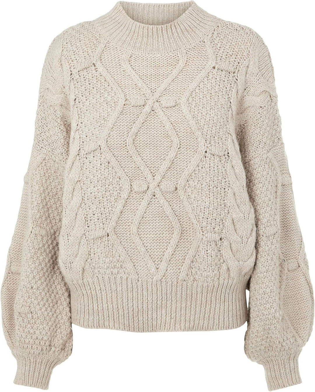 Object Damen Objkamma Cable Knit Pullover Noos Strickpullover L Silver Gray, L Silver Gray
