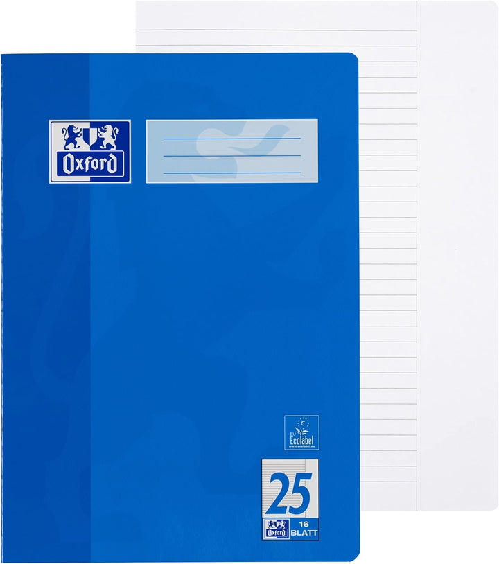 Landre Schulheft A4, kariert, Lineatur 28, 32 Blatt, schwarz, 5 Stück & Oxford Schulheft A4, liniert