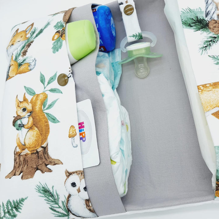 Grosse Windeltasche XXL mit Name Wickeltasche Waldtiere Fuchs Reh