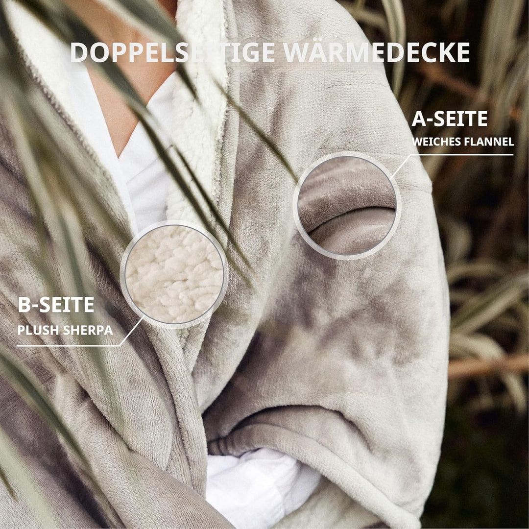GOTCOZY Heizdecke 130x180 cm - Weicher seidiger Plüsch Wärmedecke Heizdecke 6 Heizstufen und 10 Stun