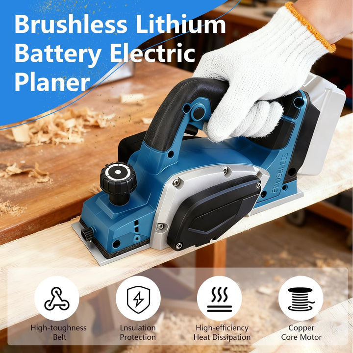Akku Hobel Kompatibel mit Makita 18V Batterie, Professional Elektrisch Holz Einhandhobel, 15000RPM,