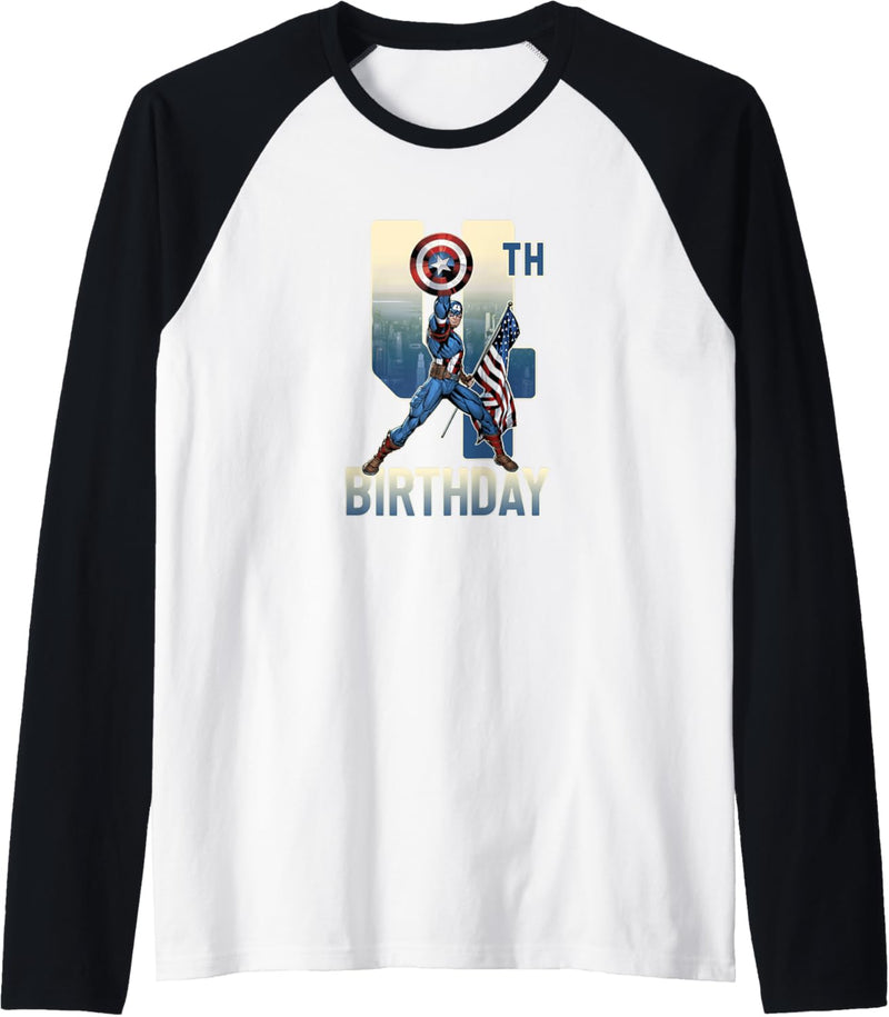 Marvel Captain America Happy 4th Birthday Raglan