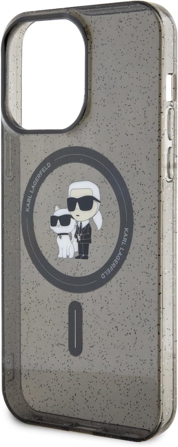 CG MOBILE Karl Lagerfeld Magfit Glitzer Hülle für iPhone 15 Pro Max (Schwarz), Schwarz