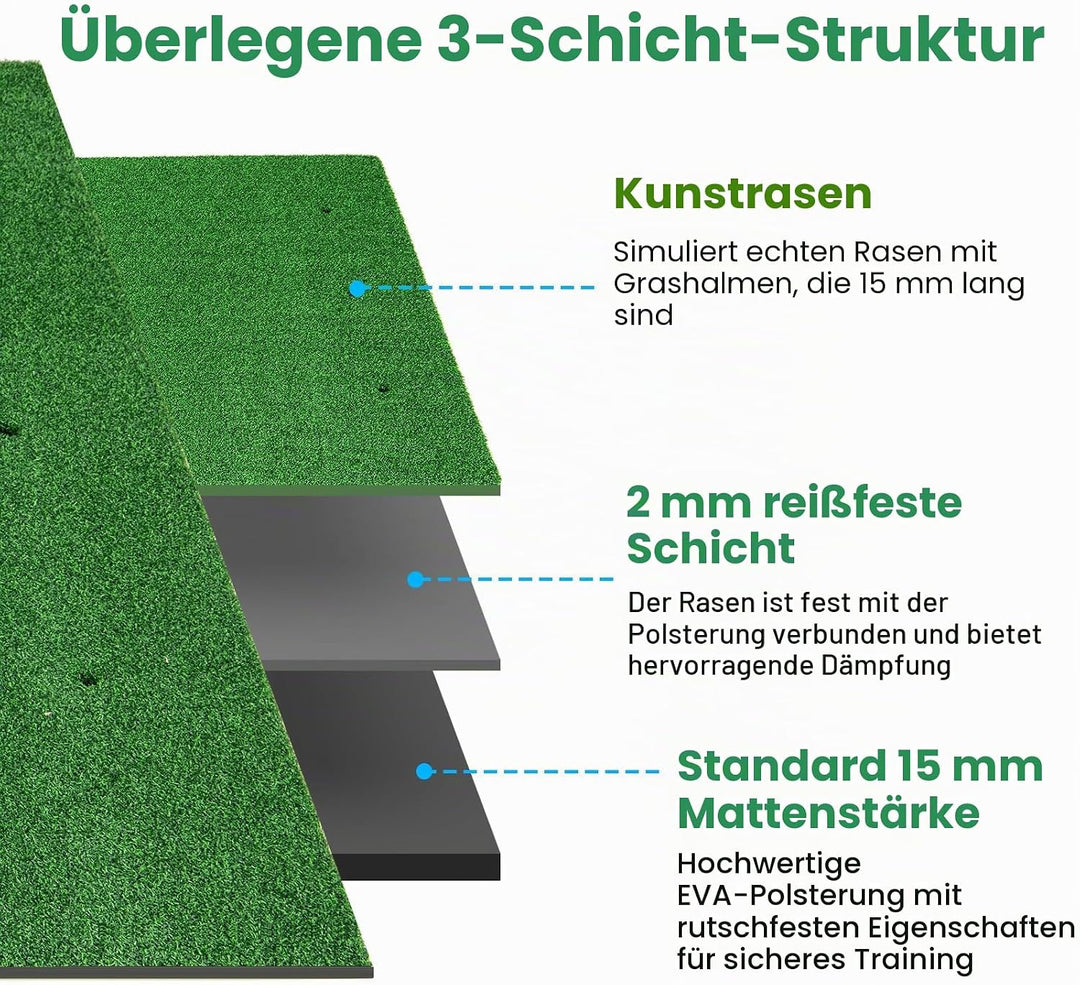 LIFEZEAL Golf Abschlagmatte inklusive Gummi Tee, Golf Matte zusammenrollen, Golf Abschlagmatte mit 6