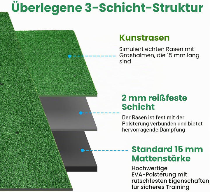 LIFEZEAL Golf Abschlagmatte inklusive Gummi Tee, Golf Matte zusammenrollen, Golf Abschlagmatte mit 6