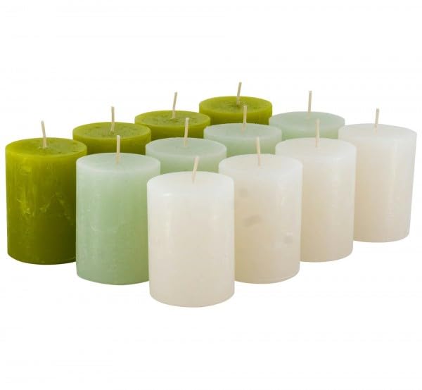 Rustikale Stumpenkerzen – 12 Stück - Wachskerzen/Rustickerzen/Adventskerzen Weihnachten (Happy Green