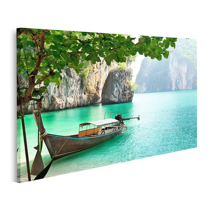 islandburner Bild auf Leinwand Langes Boot Auf Einer Insel In Thailand Bilder Wandbilder Poster, 80L