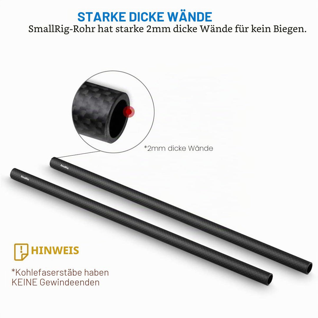 SMALLRIG DSLR Rigs 15mm Carbon Fiber Stangen - 30cm / 12inch (2 Stück) - 851 12 inch/ 30cm, 12 inch/