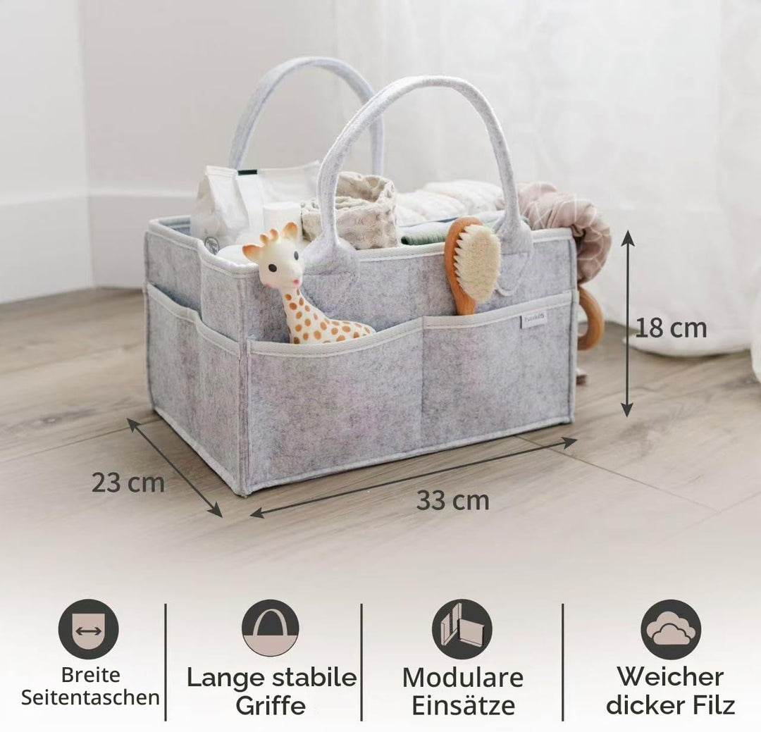 PUTSKA Windelkorb Organizer – Aufbewahrungskorb fürs Kinderzimmer, ideal für Wickelstation, Babygesc