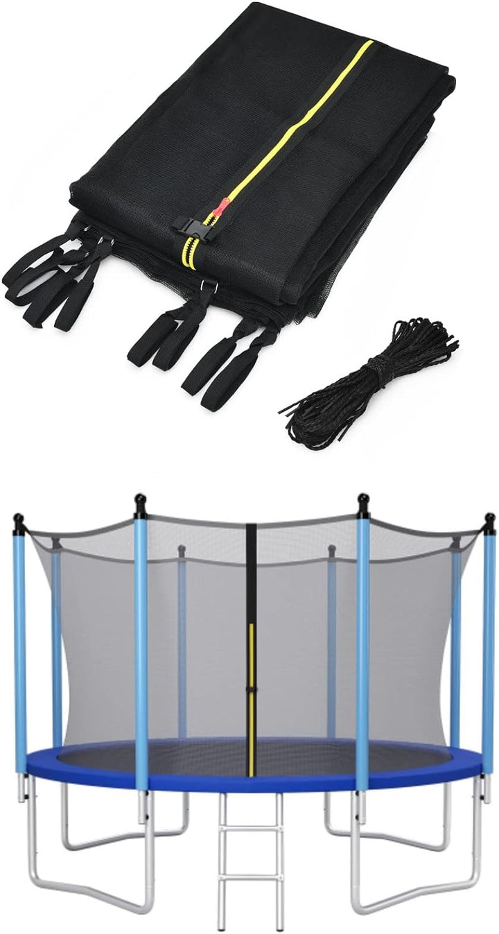 GYMAX Trampolin Ersatznetz 180cm Höhe, Sicherheitsnetz aus PE mit Reissverschluss, Schutzklammern, T