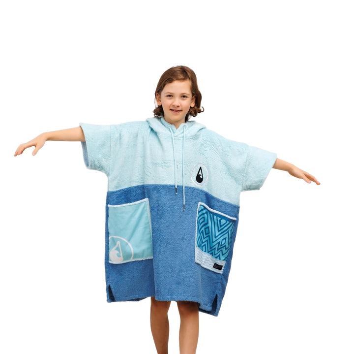 WAVE HAWAII Surfponcho für Körpergrössen von 90-120 cm Poncho ÖKO Baumwolle Umkleidehilfe für Schwim