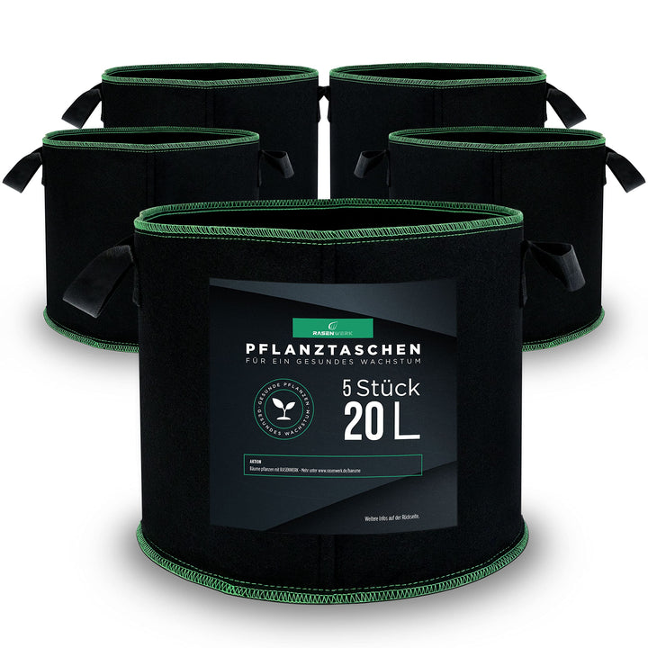 20 Liter Pflanztasche aus Vliesstoff - Pflanzsack für Garten, Gewächshaus &amp; Balkon - Pflanzbeutel fü