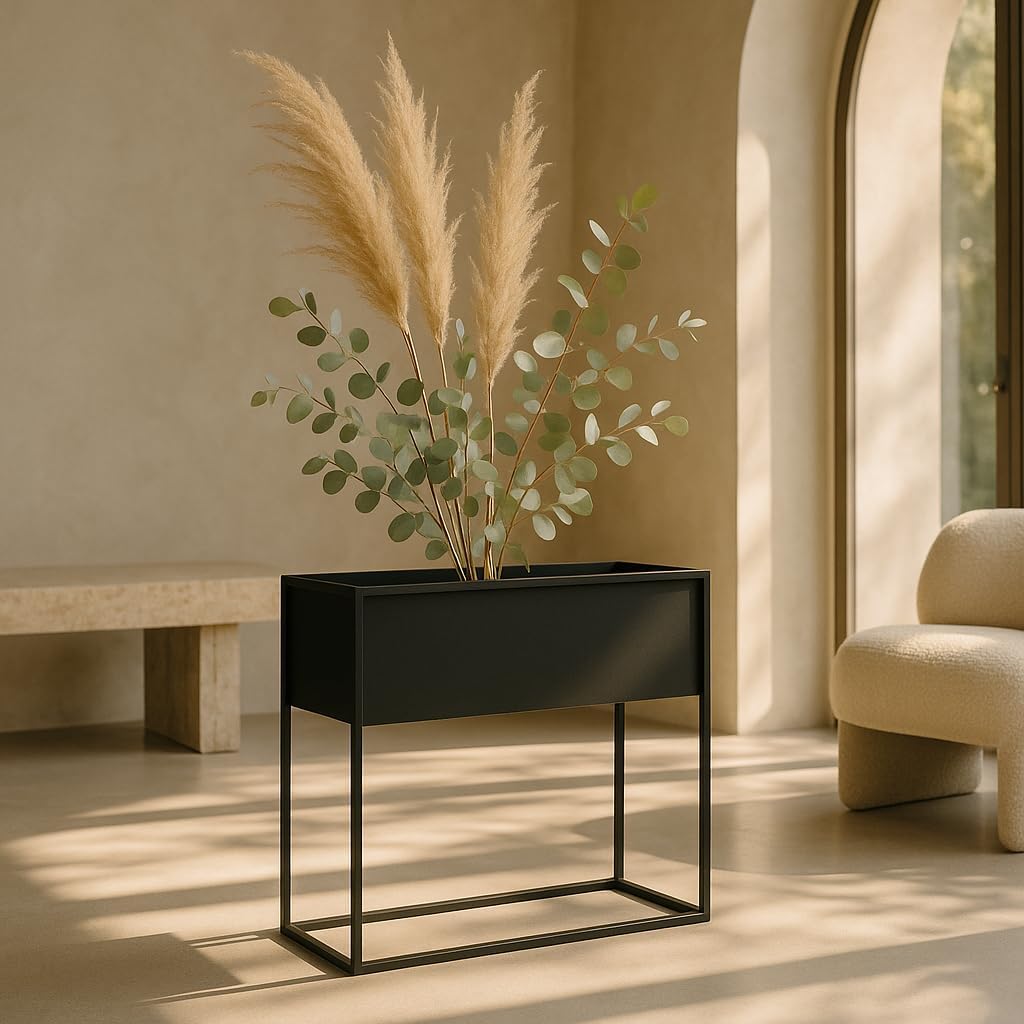 Pflanzenständer Petto - 80x30cm60cm - Farbe Schwarz - für Zimmerblumen - Metallregal - Dekorativer T