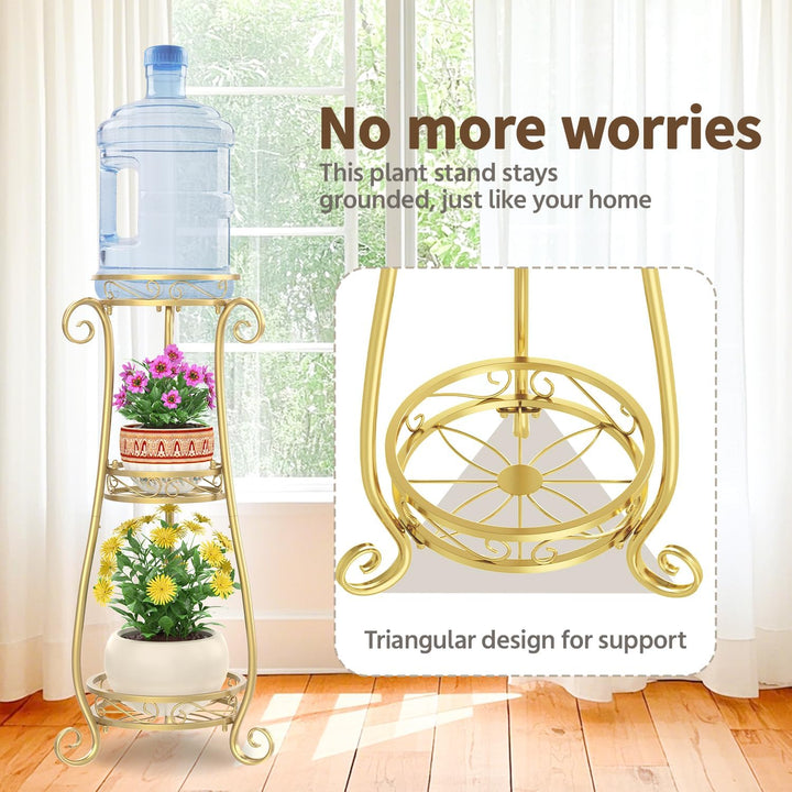 3 Stufiger Hoher Metallpflanzenstand Indoor Outdoor Clearance, 35 Zoll Rostfreier Eisen-Blumentopf H