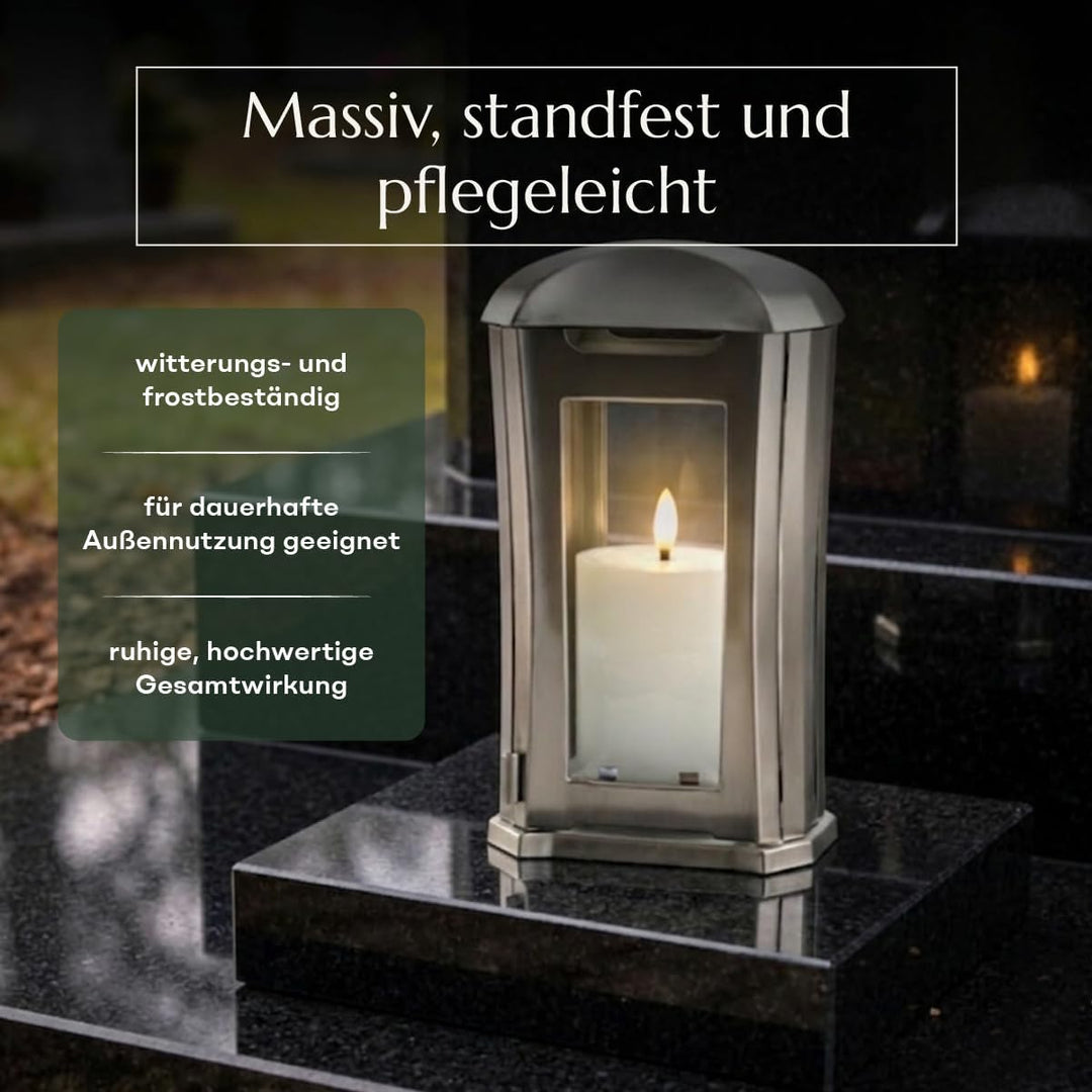 designgrab Lampen- und Vasensockel eckig 20x20x5 cm aus Granit Schwedisch Black für Grabvase oder Gr