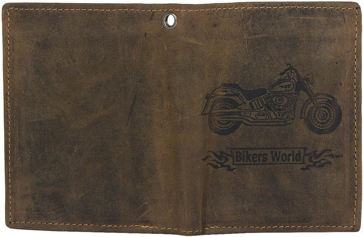 GreenBurry Bikerbörse Kette 42 cm Rind-Leder Scheintasche Geldbörse 1796-A-Bike